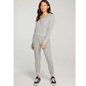 Chaser Bliss knit jumpsuit  hooded onesie,NWT,gray